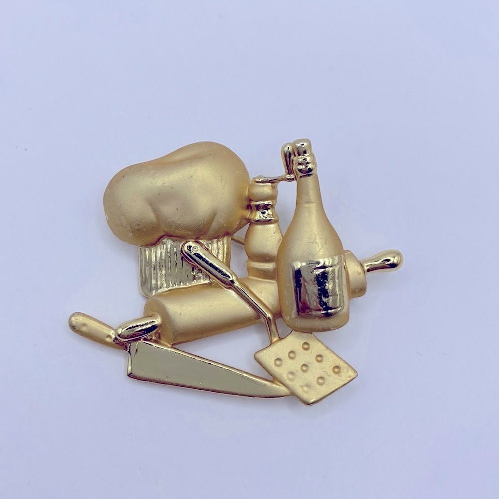 Vintage AJC Signed Kitchen Utensil Chef Theme Brooch